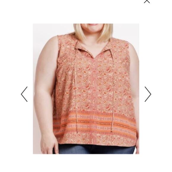 NWT Daniel Rainn Maliah Sleeveless Floral Boho Tie Blouse Shell Top Size 2X - Picture 1 of 8